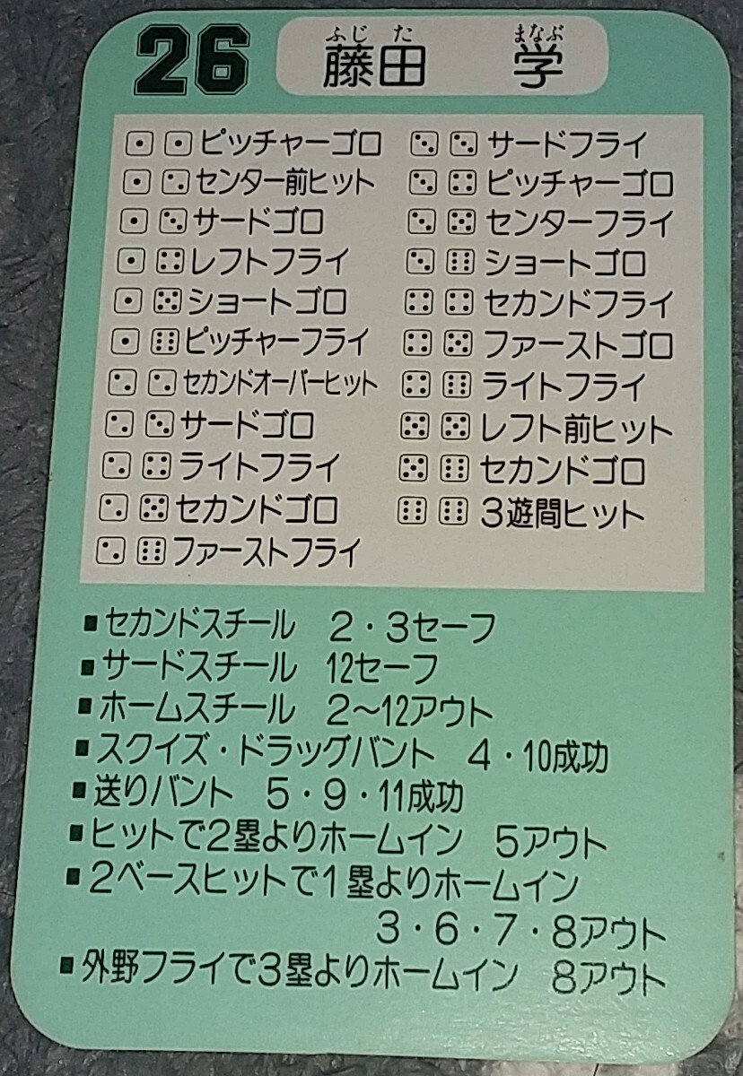 タカラプロ野球カードゲーム昭和６０年度南海ホークス 藤田学の画像2