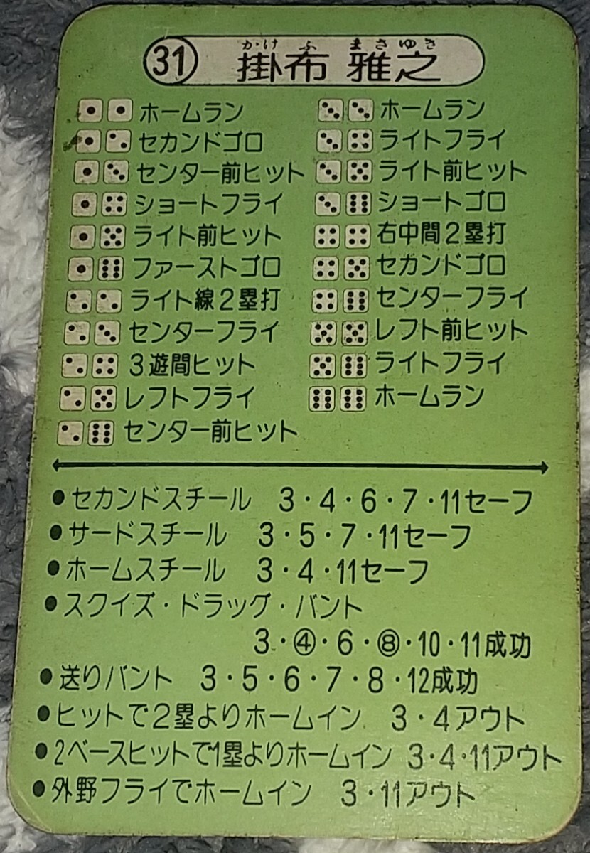 タカラプロ野球カードゲーム昭和５４年度阪神タイガース 掛布雅之の画像2