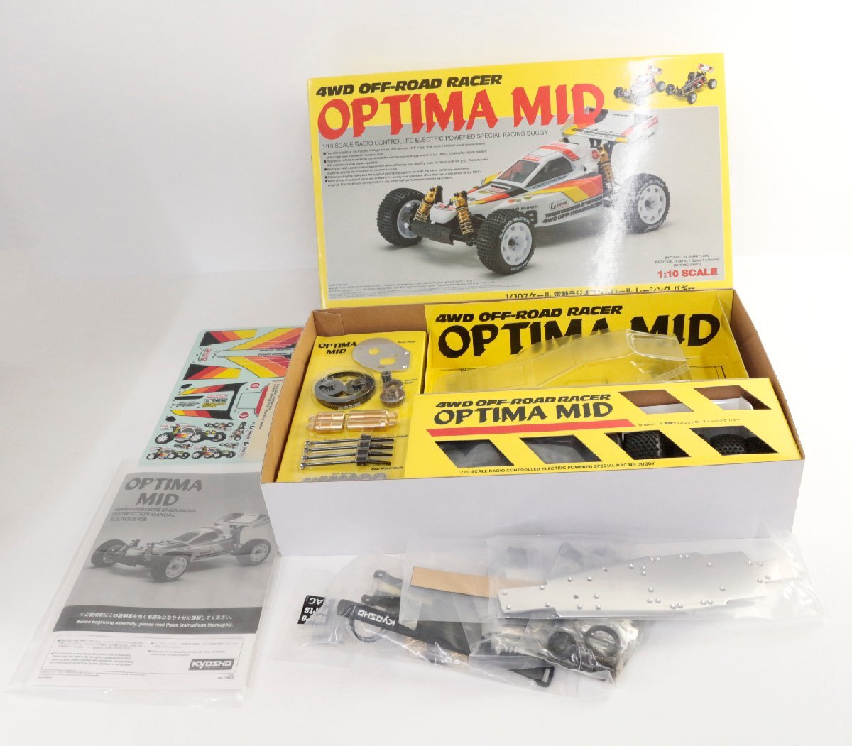 【中古・訳あり・未組立品】KYOSHO 1/10 電動ラジコン レーシング バギー 4WD オフロードレーサー オプティマミッド 【内容物未確認】._画像1