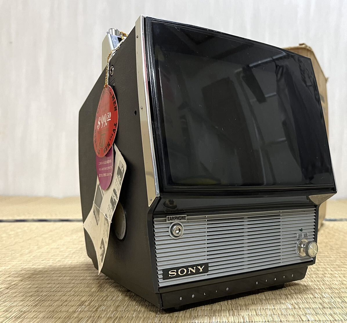 希少 ヴィンテージ【SONY/ソニー 1966年ソリッドステート77 白黒マイクロテレビ7-75 】通電確認済み 昭和レトロ アンティークの画像6