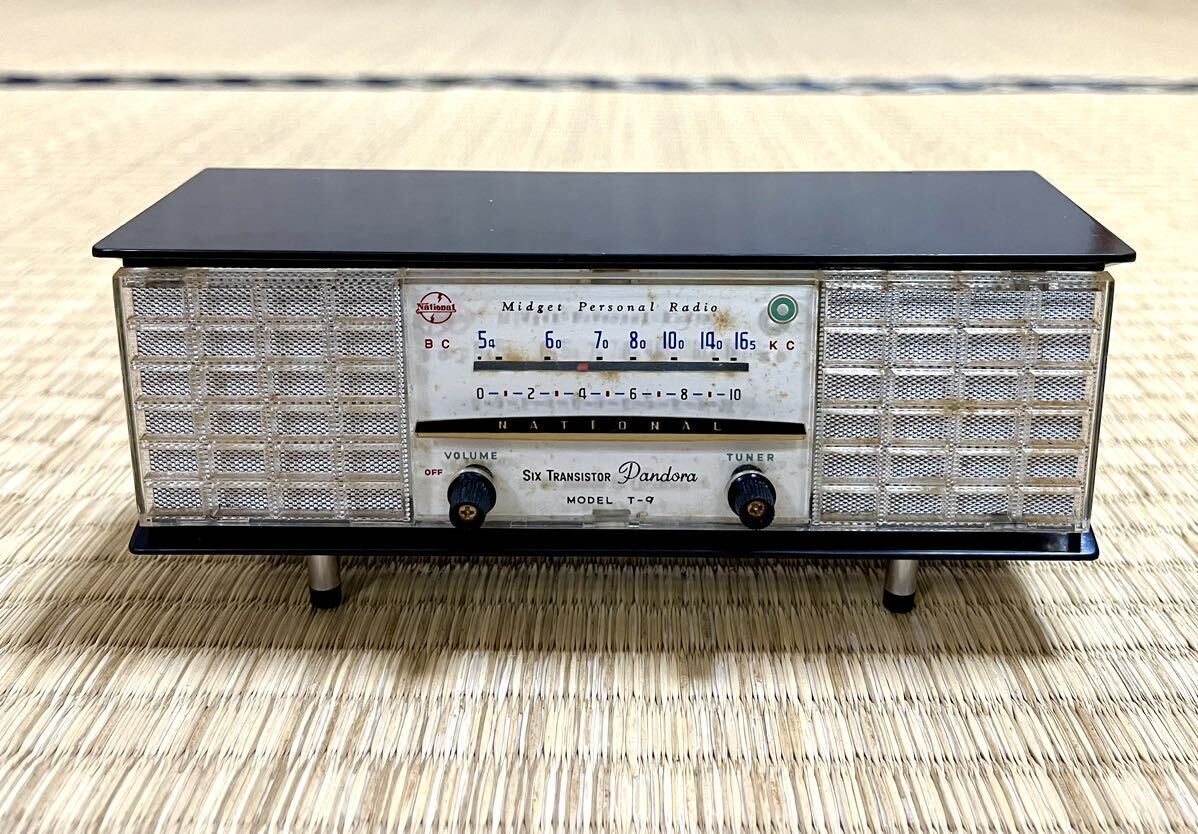  rare Vintage [ small name machine / National (1962 year made )6 stone transistor radio bread gong T-9] operation goods Showa Retro 