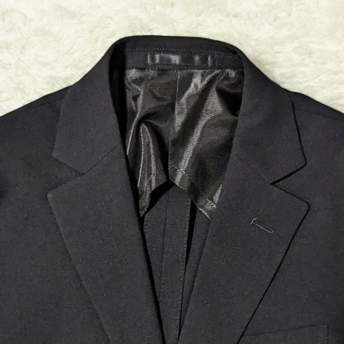 未使用品 グローバルワーク ビジネススーツ セットアップ ジャケット スラックス 2B フォーマル 通勤 スーツ 黒 M 洗える