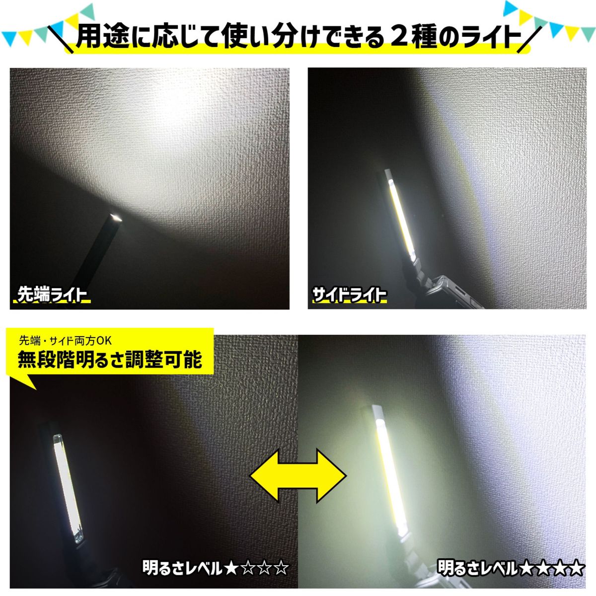 NUTSLAMP LED ライト 作業灯 ワークライト ハンディライト 懐中電灯 投光器 超明るい USB充電式 折りたたみ式