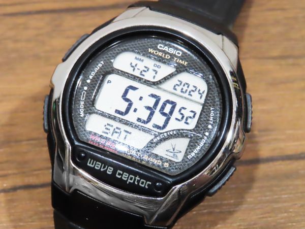 307★CASIO カシオ wave ceptor WV-58R シルバー×ブラック メンズ 腕時計 電波時計★_画像1