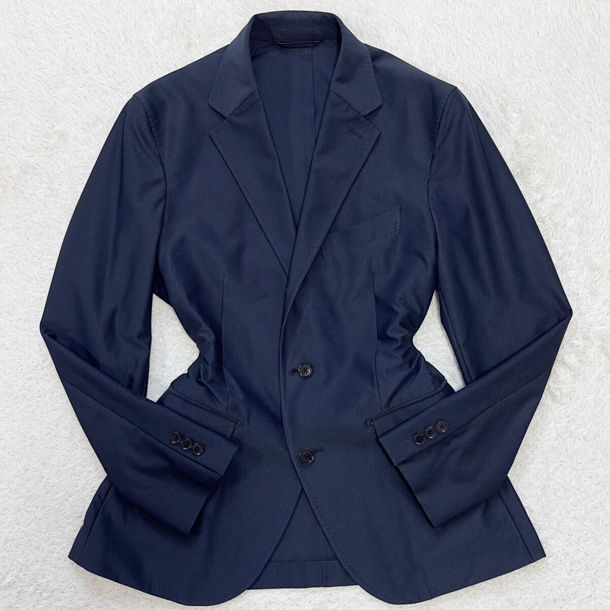 universal Language [ stylish one put on ]UNIVERSAL LANGUAGE tailored Anne navy blue jacket polyester 100% navy navy blue S made in Japan 