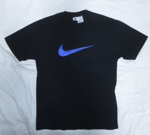 90s NIKE ナイキ Tシャツ XL ブラック ビッグスウォッシュ 銀タグ