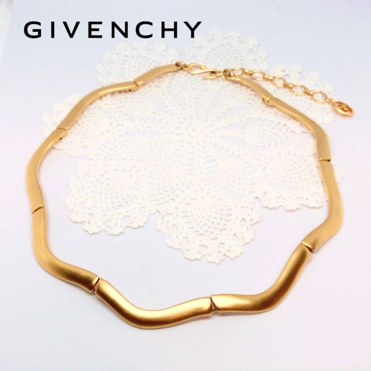 ★即決★ GIVENCHY ジバンシー ネックレス チョーカー マット ゴールド カラー 金 ヴィンテージ ジバンシィ 刻印ありの画像1