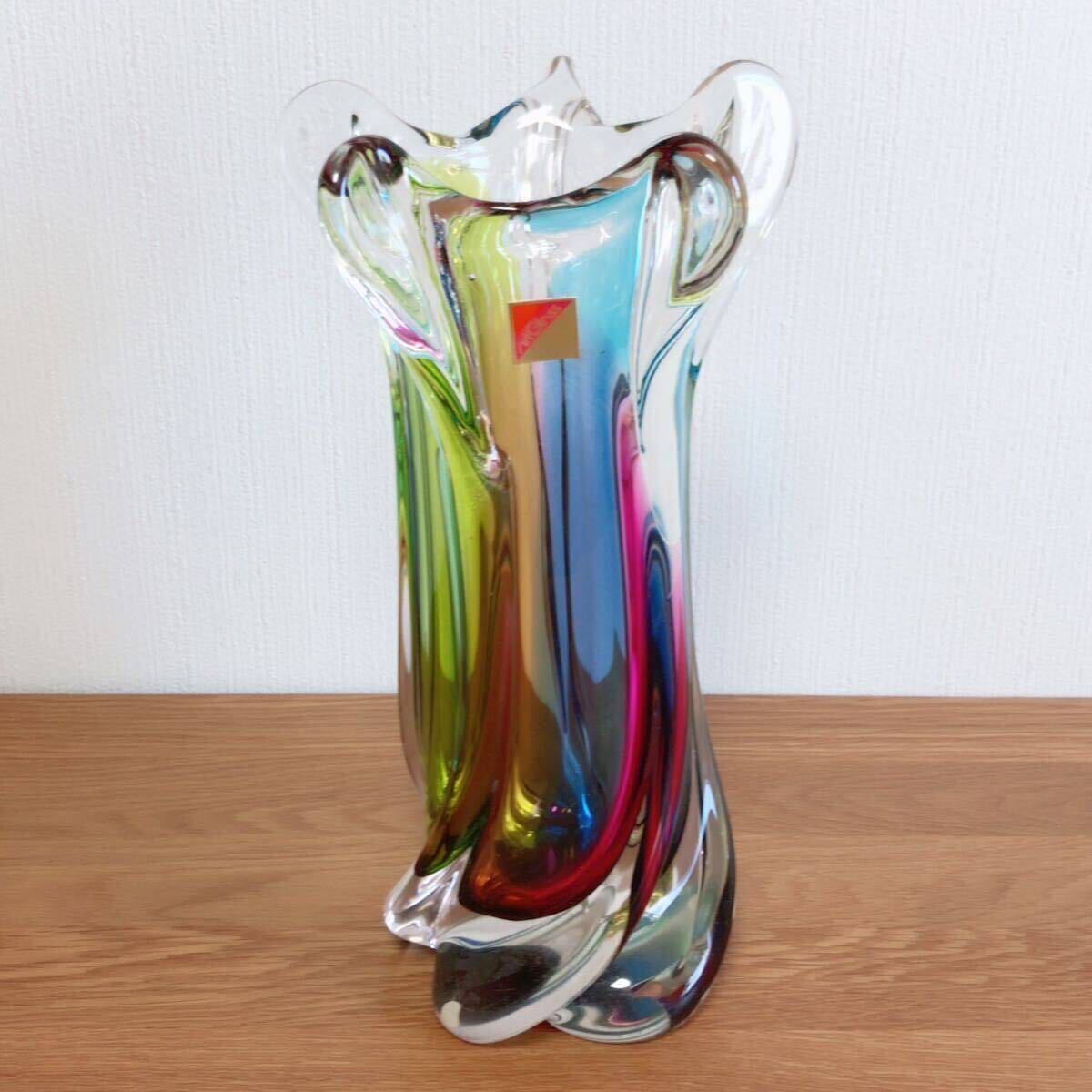 即決 ART GLASS アートガラス 花瓶 フラワーベース マルチカラー 即決 ART GLASS アートガラス 花瓶 フラワーベース マルチカラー