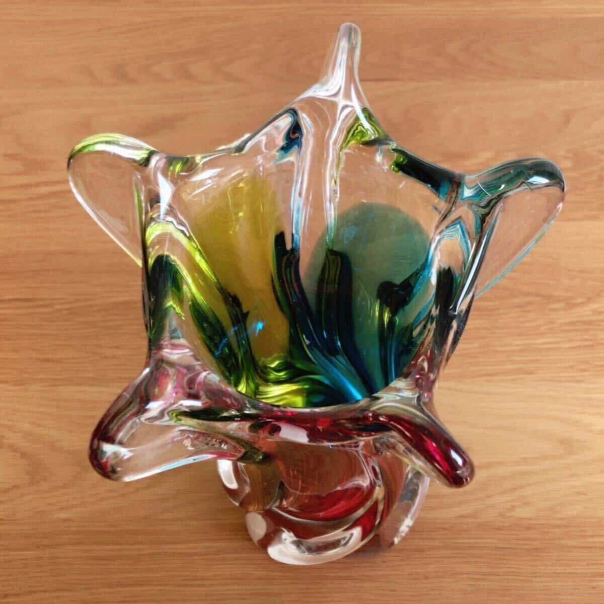即決 ART GLASS アートガラス 花瓶 フラワーベース マルチカラー 即決 ART GLASS アートガラス 花瓶 フラワーベース マルチカラー