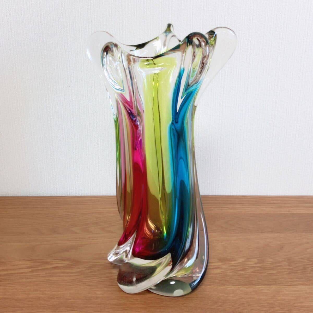 即決 ART GLASS アートガラス 花瓶 フラワーベース マルチカラー 即決 ART GLASS アートガラス 花瓶 フラワーベース マルチカラー