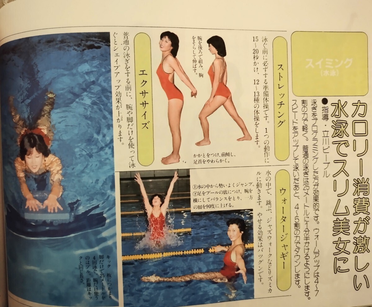  Shape выше дополнение купальный массаж Asano Yuko Okazaki .. запад бок прекрасный .. гимнастика красота Leotard высокий ноги здоровье йога Showa Retro sexy 