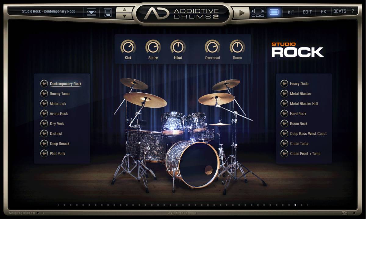  стандартный барабан источник звука Addictive drums 2 Studio Rock XLN audio не использовался стандартный товар DTM DAWbo Caro tiktok