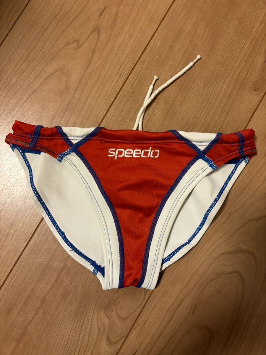 SPEEDO 競パン サイズ140 レッドホワイト ライフセーバーカラー 少々難ありの画像1