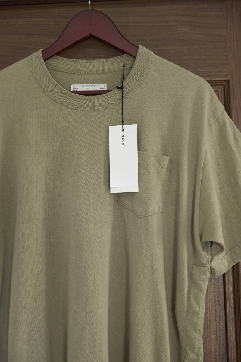 sacai サカイ Cotton Jersey T-shirt Tシャツ 23-03061M SIZE 1 KHAKI_画像2