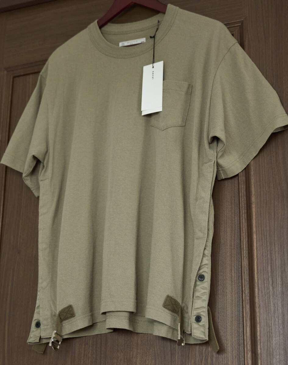 sacai サカイ Cotton Jersey T-shirt Tシャツ 23-03061M SIZE 1 KHAKI_画像3