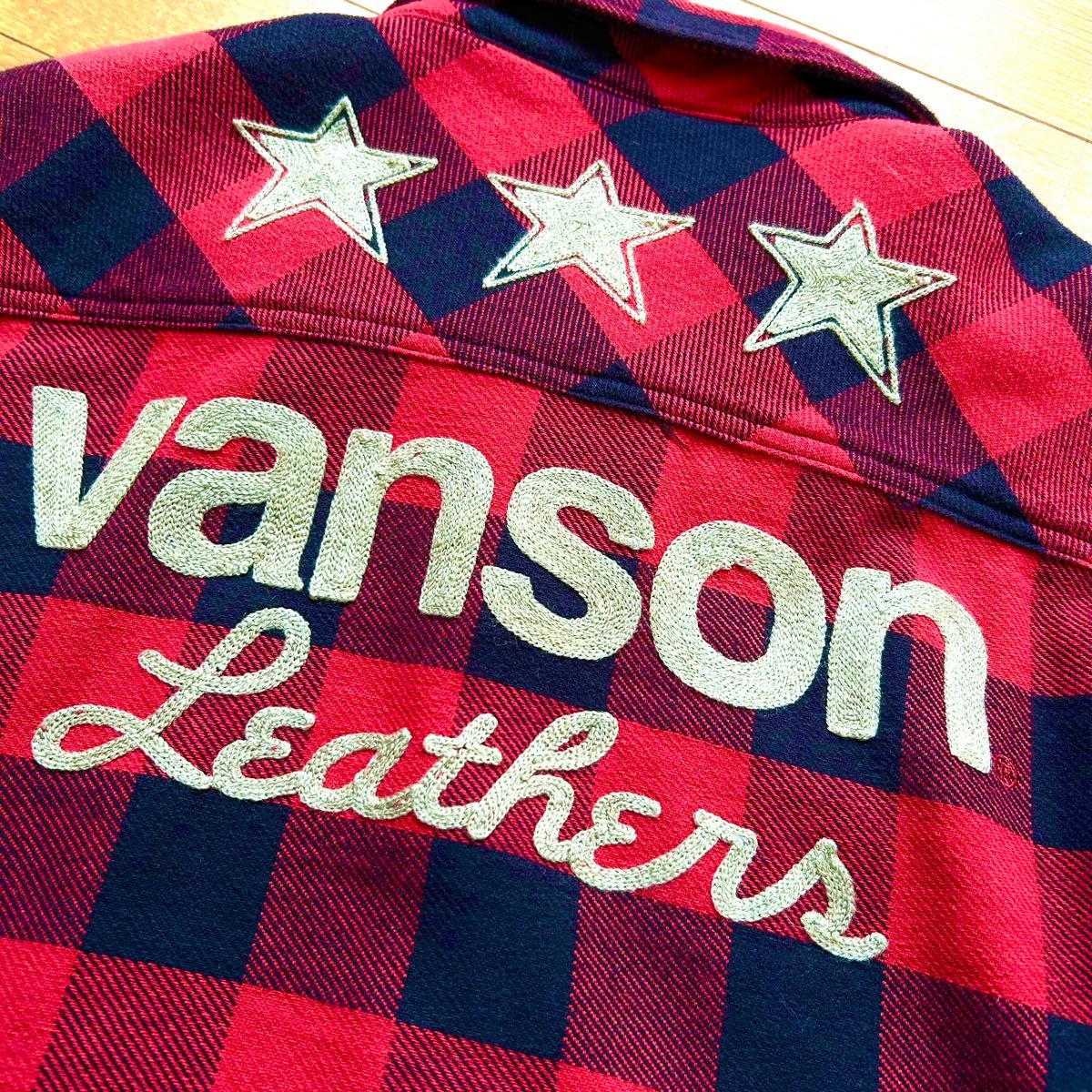 vanson バンソン 半袖シャツ ワーク ボーリング バイカー 赤チェック