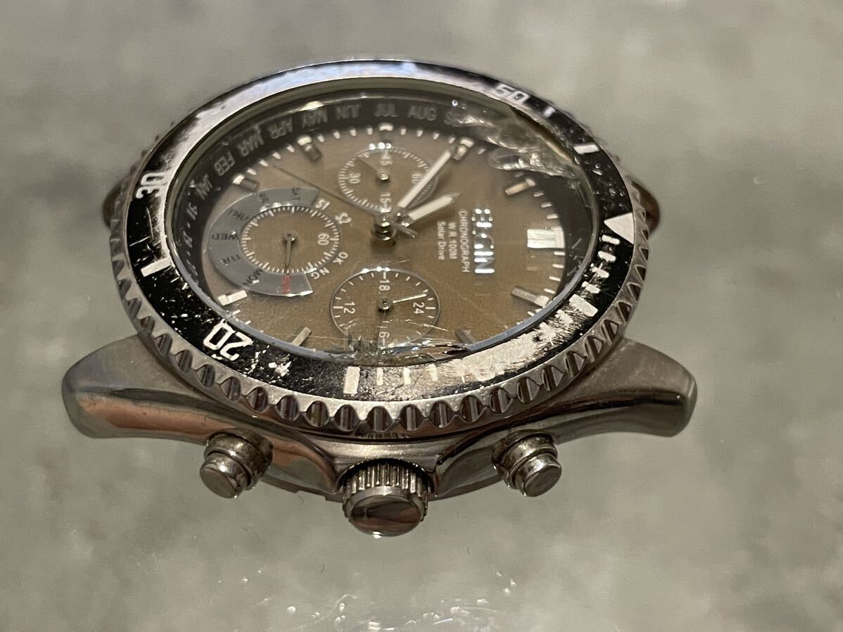 ジャンク トップのみELGIN エルジン FK-1315S-AP 電波ソーラー メンズ腕時計の画像3