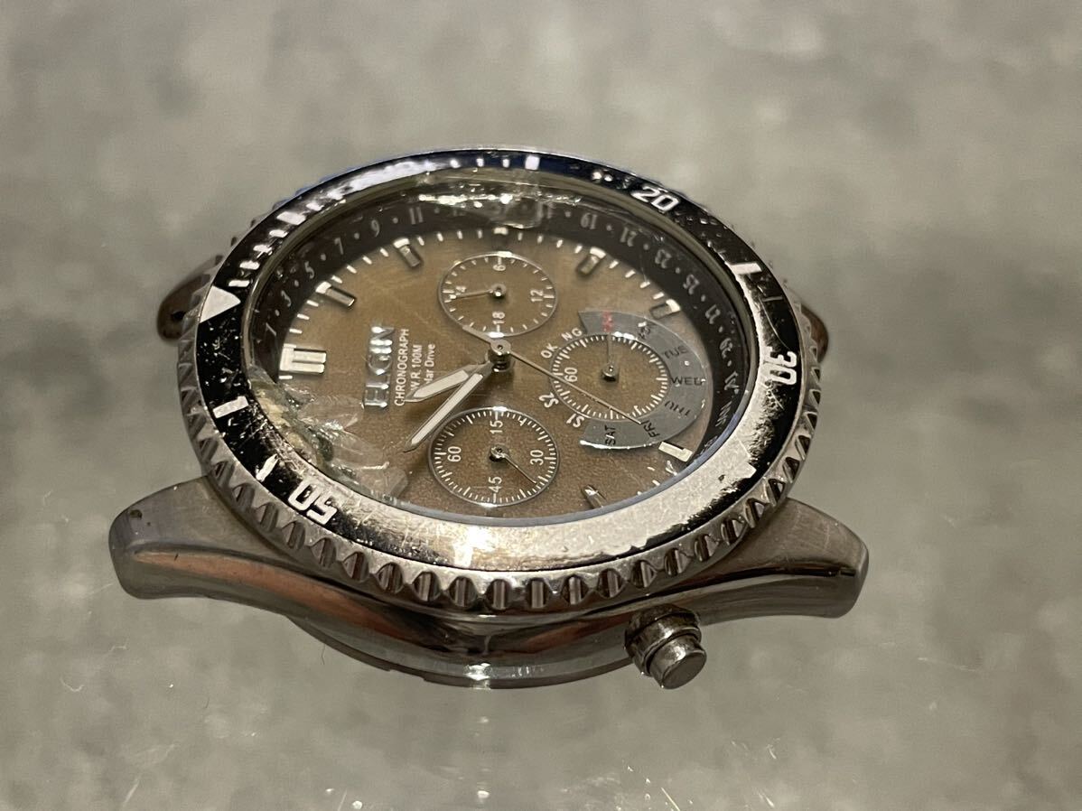 ジャンク トップのみELGIN エルジン FK-1315S-AP 電波ソーラー メンズ腕時計の画像4