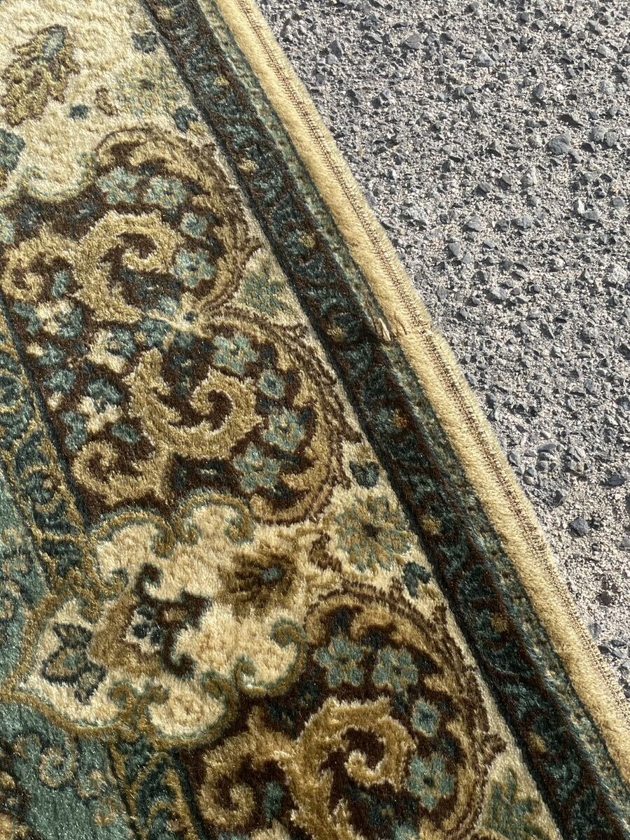 ペルシャ絨毯 手織り絨毯 最高級 緻密 カーペット 特大判337×255㎝ラグ ペルシャ絨毯 ウール シルク枠刺繍 ビンテージ豪華絢爛グリーン系の画像6