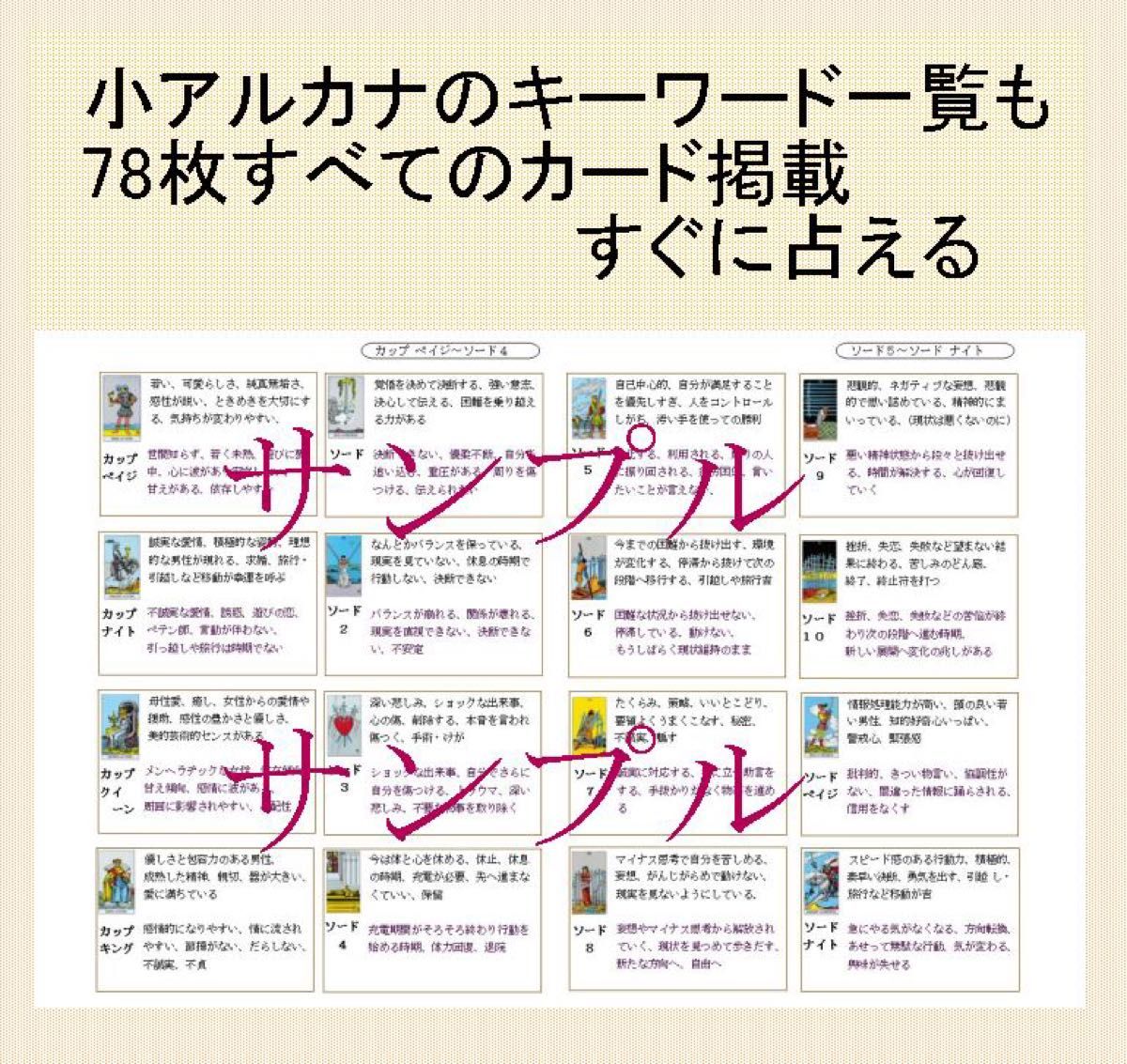 タロットカード★③キーワード一覧表・早見表★オリジナルテキスト教材占い解説書教科書意味一覧表、現役占い師初心者中級者占い講座417