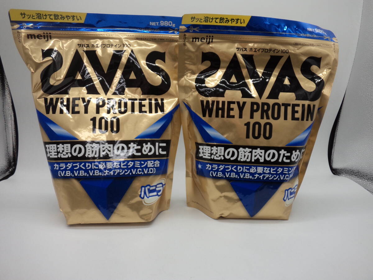 B0186 unopened goods health food The bus whey protein 100 980g×2 sack vanilla taste SAVAS WHEY PROTEIN 100 best-before date 2025 year 2 month 
