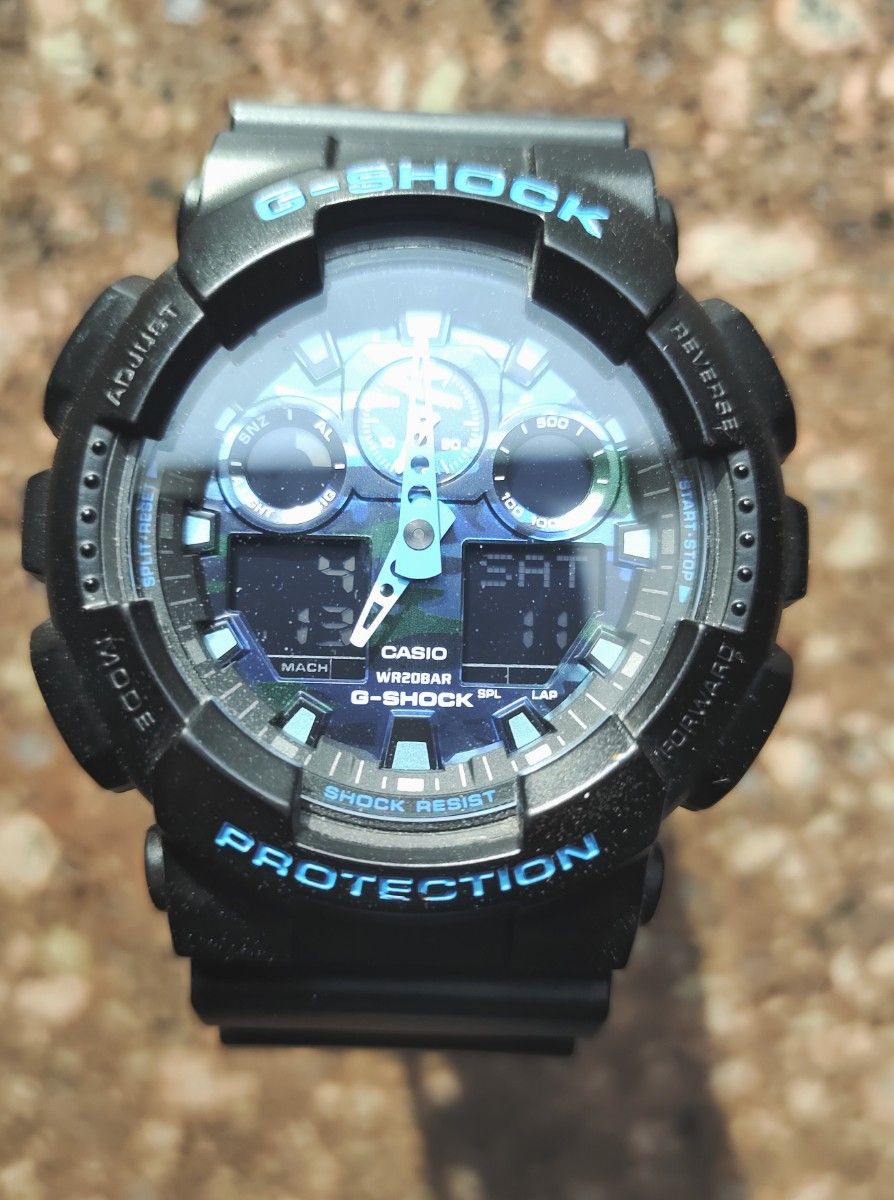 G-SHOCK 電池新品 GA-100CB   ブルー迷彩  カモフラージュ G-SHOCK