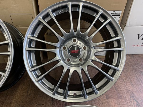 美品！§鍛造 WRX STI 純正 オプション BBS RV739 18X8.5J+5 114.3-5H FORGED TOYOプロクセス 新品 245/40R18(245/40-18)GRB GRF GVB GVF_専門業者仕上げ済み！