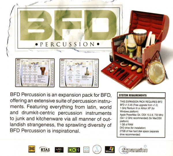 [ including in a package OK] FXpansion BFD Percussion - Expansion Pack for BFD # music soft # percussion instrument 