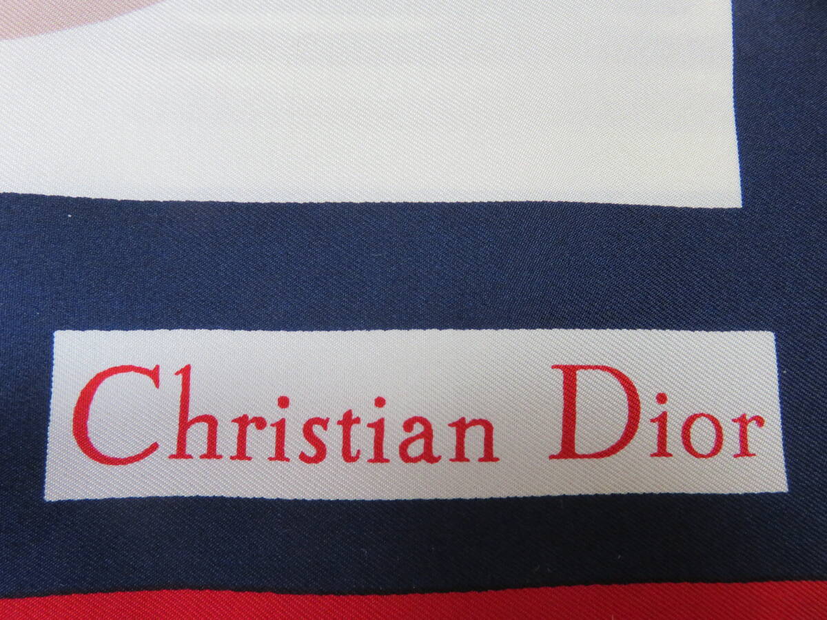 ♪ビィンテイージ♪★Christian Dior★ クリスチャンディオール スカーフ CD ロゴ柄 ドット柄 サイズ約77㎝×78㎝ 