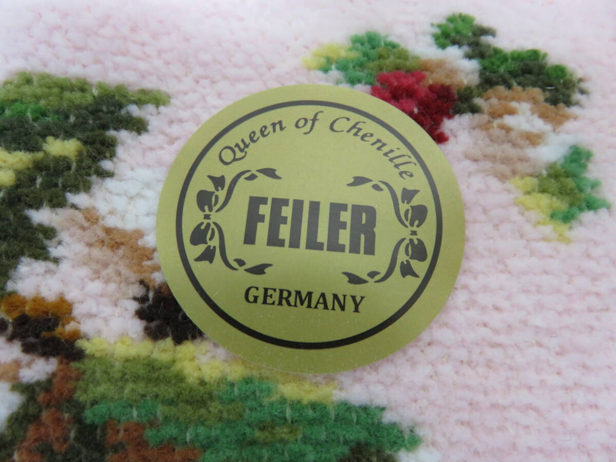 ♪新品♪未使用★FEILER★ フェイラー 綺麗な花柄 シェ二ール織 ハンカチ ピンク系・グリーン系 の画像3