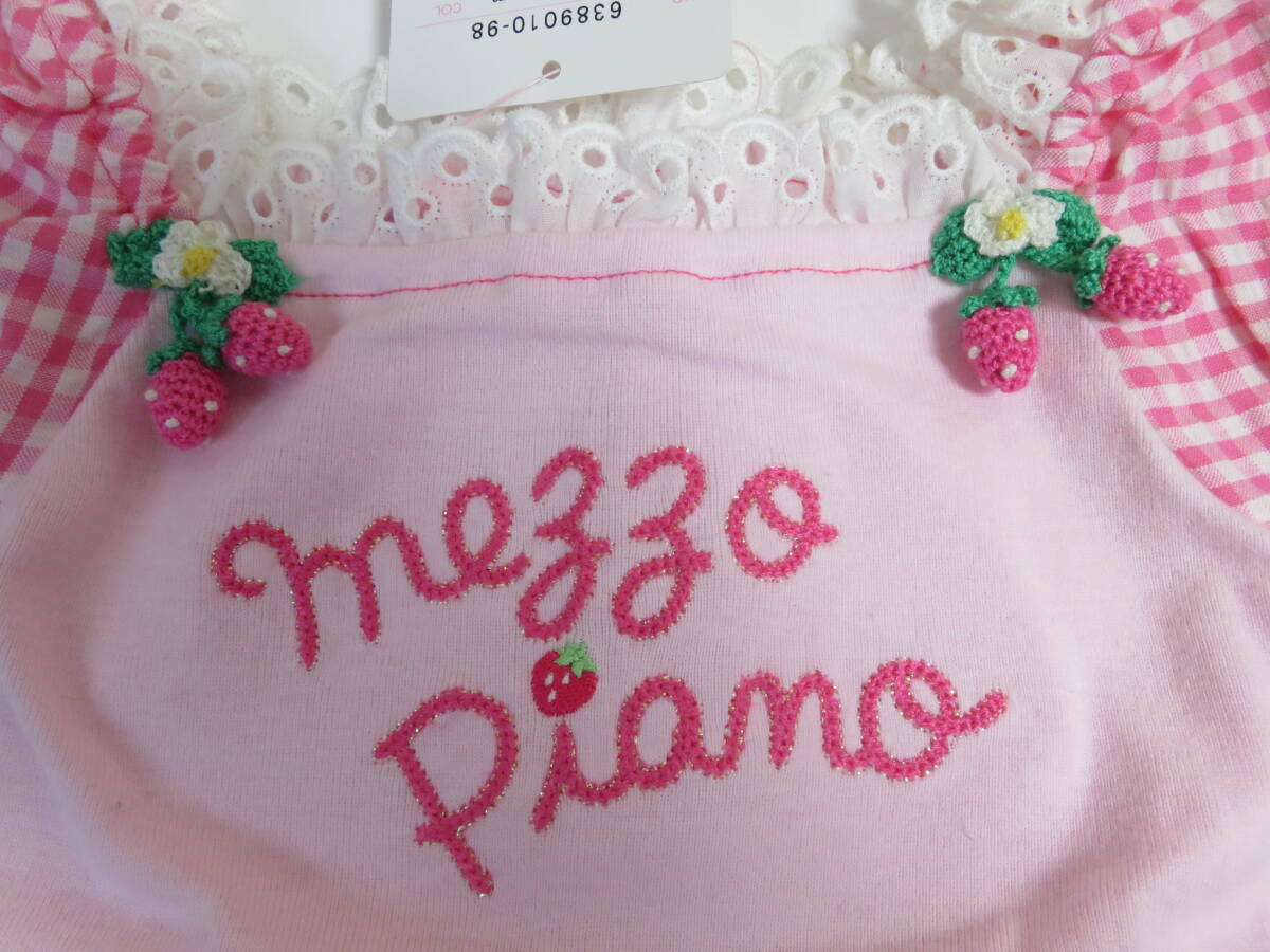 ! unused!*mezoo piano* Mezzo Piano baby girl short sleeves cut and sewn strawberry * frill & short pants set pink series size 90