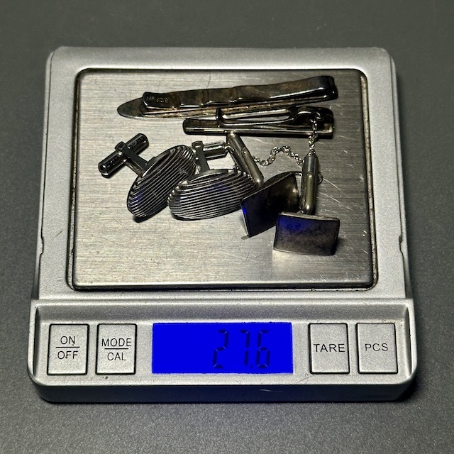 銀製 SILVER 835 カフス カフスボタン ネクタイピン タイピン 総重量27,6g ◯の画像9
