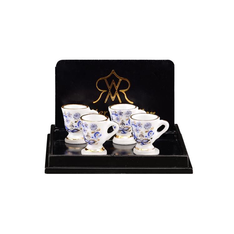  miniature roita- porcelain chocolate mug 4 piece set blue oni on RP1808-5 doll house for 
