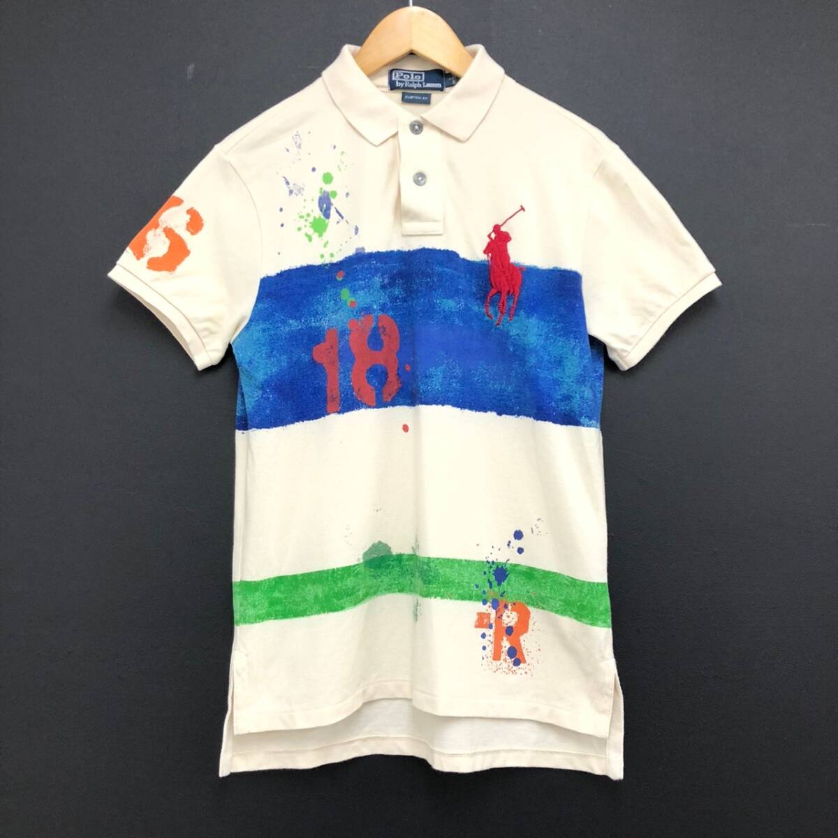 □POLO by Ralph Lauren 半袖ポロシャツ S(170/92A) ベージュ ポロラルフローレン メンズ ビッグポニー 複数落札同梱OK B240410-8●_画像1