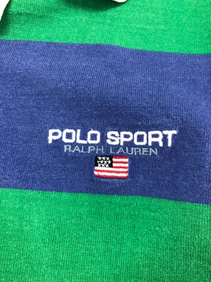 □POLO SPORT RALPH LAUREN ラガーシャツ XL 緑×青 ポロスポーツ ラルフローレン メンズ 複数落札同梱OK B240417-5の画像5