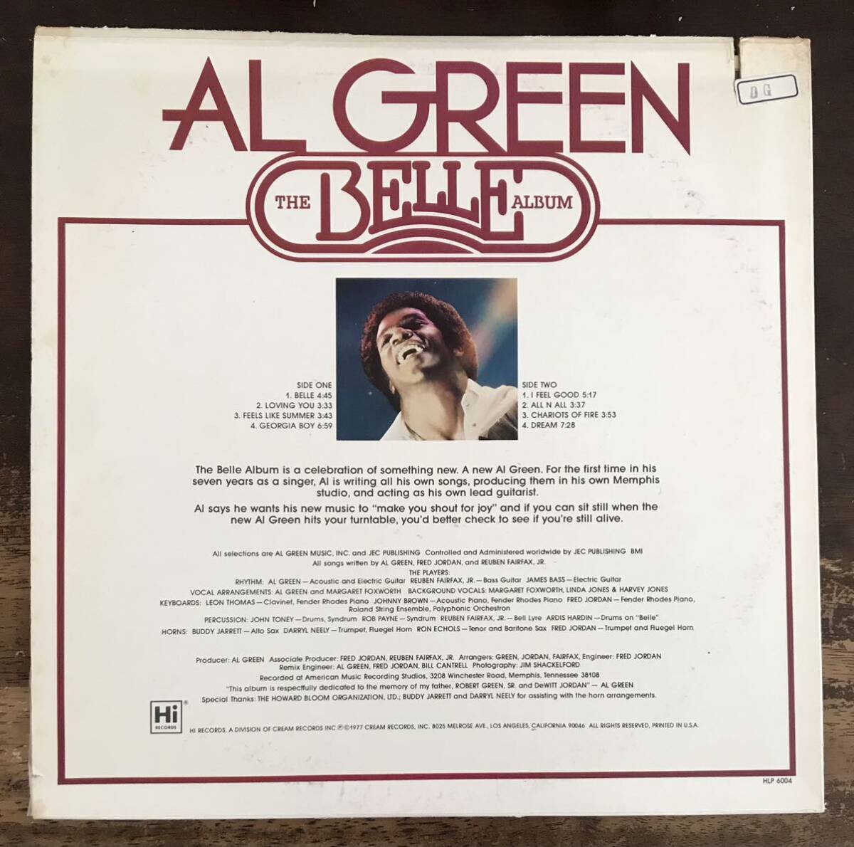 USオリジナル盤■AL GREEN ■アル・グリーン■The Belle Album / 1LP / 1977 Hi Records / US Original / 歴史的名盤 / レコード / アナ_画像2