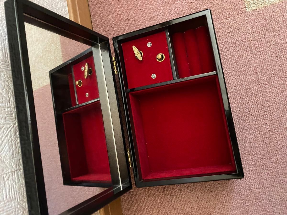 昭和レトロ 木製 ジュエリーボックス アクセサリー 小物 コスメ ケース　新品