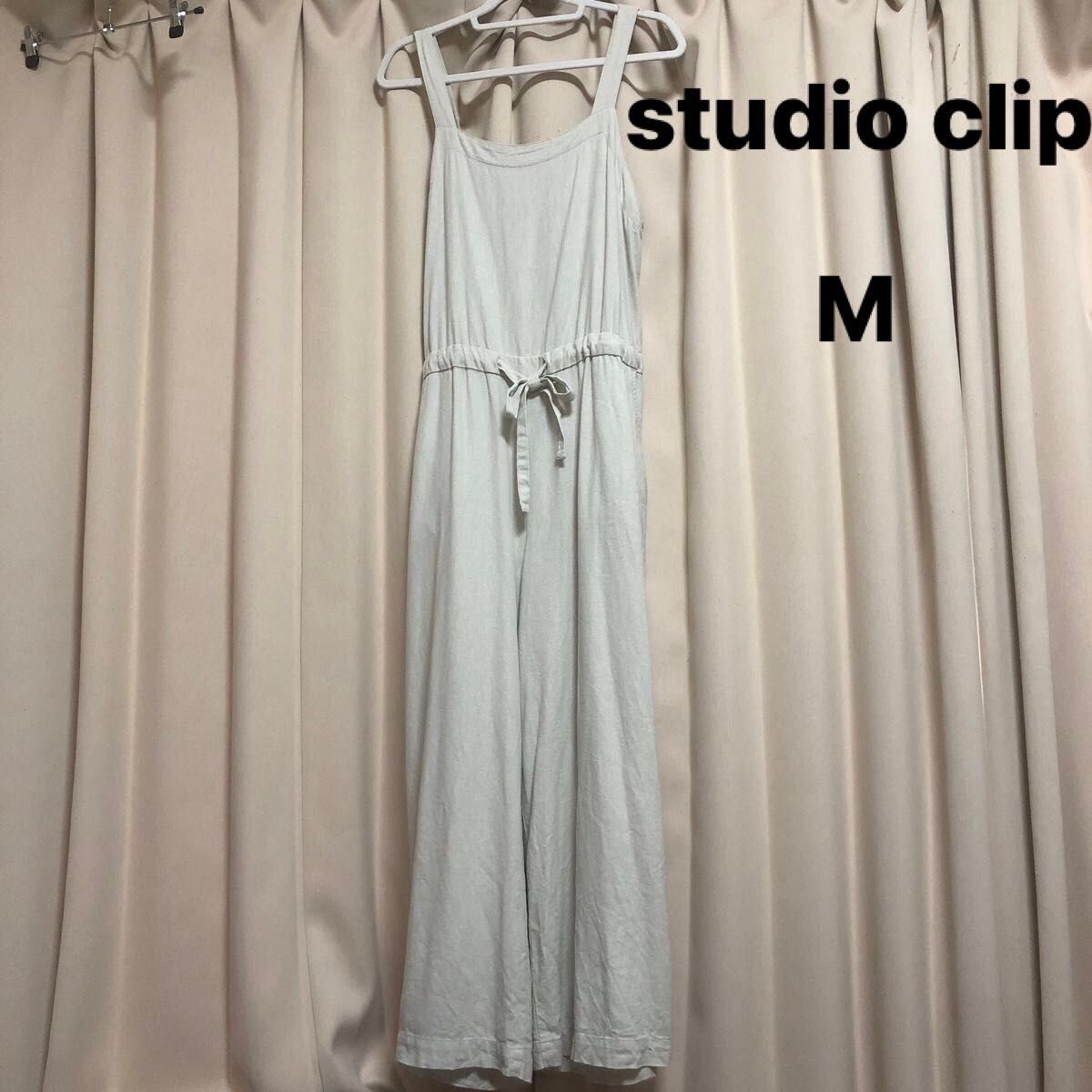 studio clipスタジオクリップ　エプロン　サロペット　オーバーオール　 ロング シルク　リラックスウェア　M size