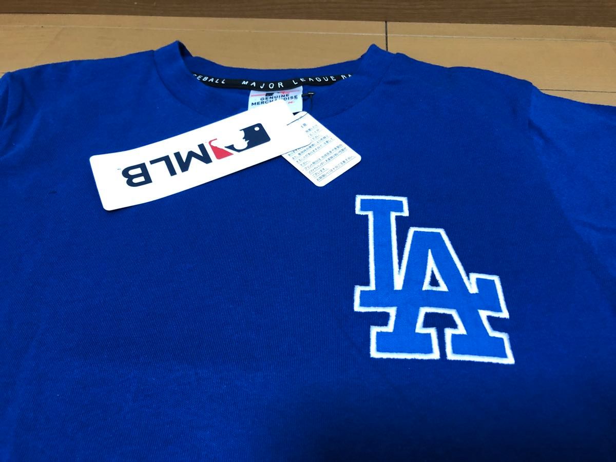 新品のロサンゼルス ドジャースの半袖Tシャツ サイズ160、大谷翔平 メジャー 応援グッズ、ブルー、LA、大リーグ