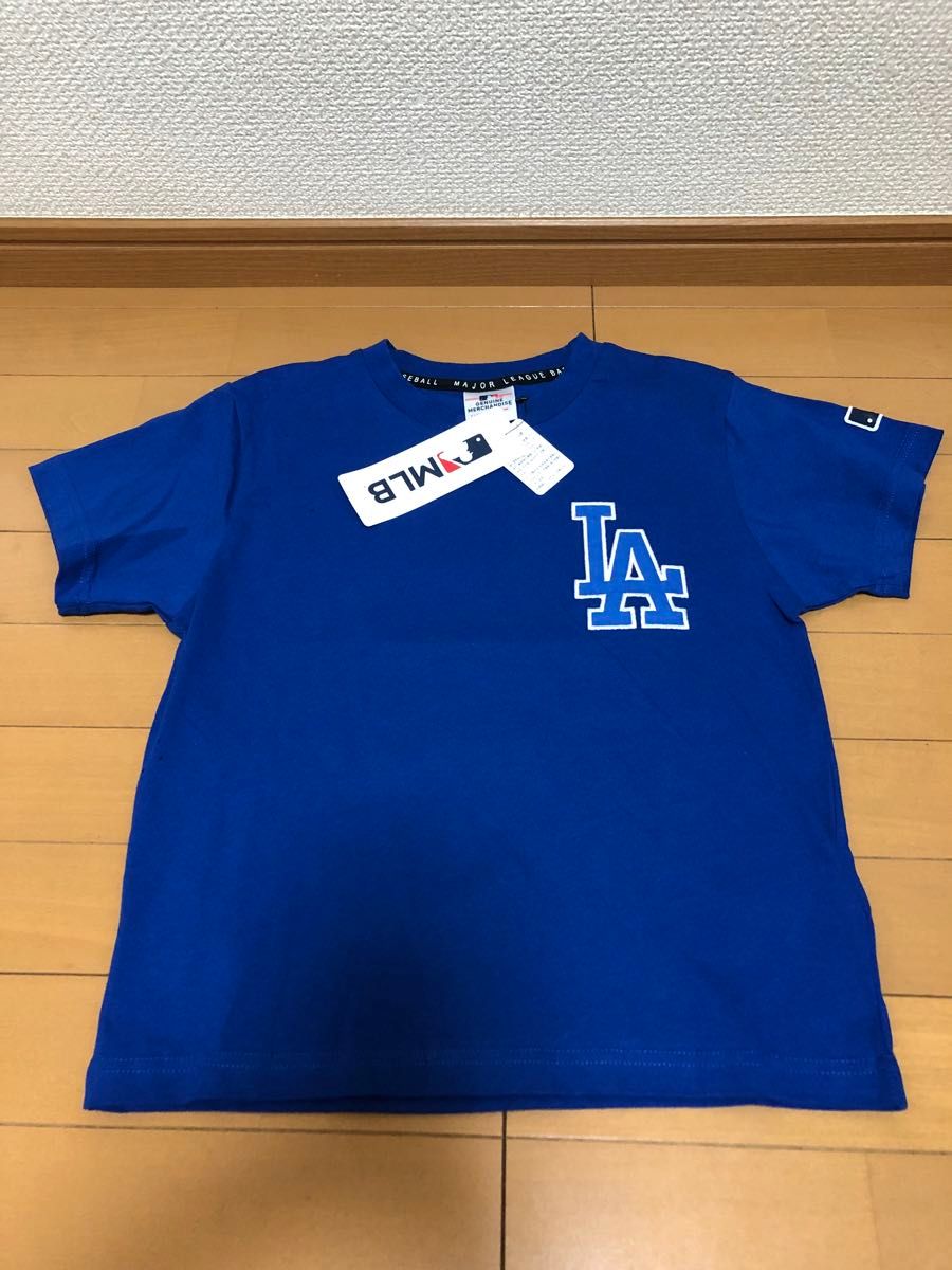 新品のロサンゼルス ドジャースの半袖Tシャツ サイズ140、大谷翔平 メジャー 応援グッズ、ブルー、LA、大リーグ