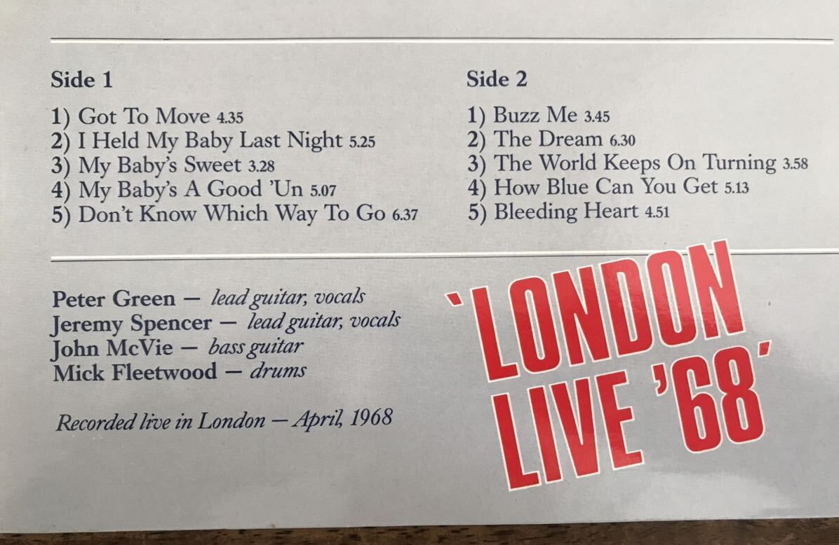 ■FLEETWOOD MAC ■フリートウッドマック■London Live ‘68 / 2LP / Recorded live in London April 1968 / Very Rare / 歴史的名盤 / レ_画像3