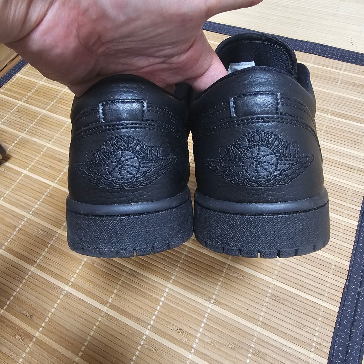 NIKE 27cm 9 спортивные туфли AIR JORDAN1 кожа low cut 553558-091 Triple черный воздушный Jordan 1 Triple Black Nike обувь 