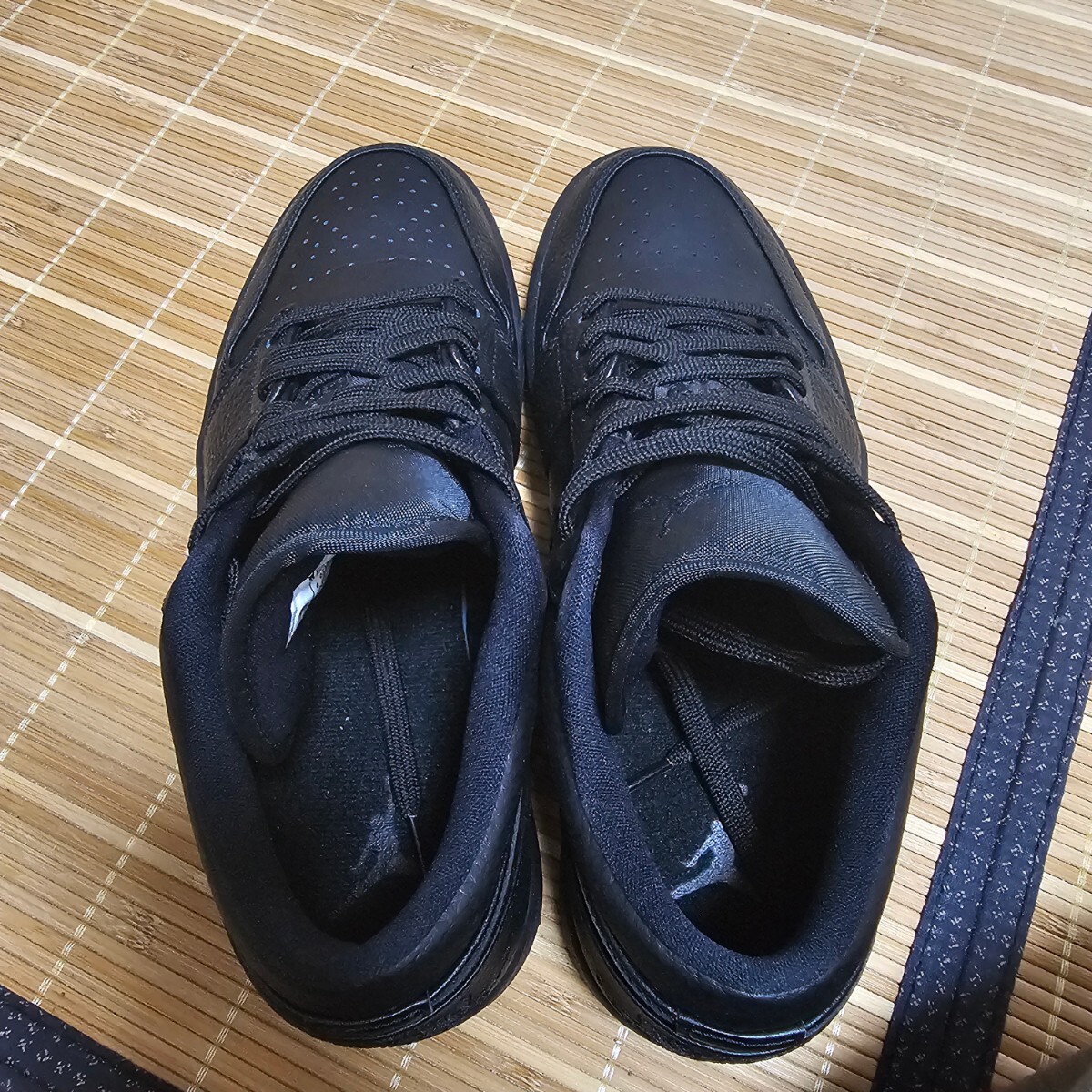 NIKE 27cm 9 спортивные туфли AIR JORDAN1 кожа low cut 553558-091 Triple черный воздушный Jordan 1 Triple Black Nike обувь 