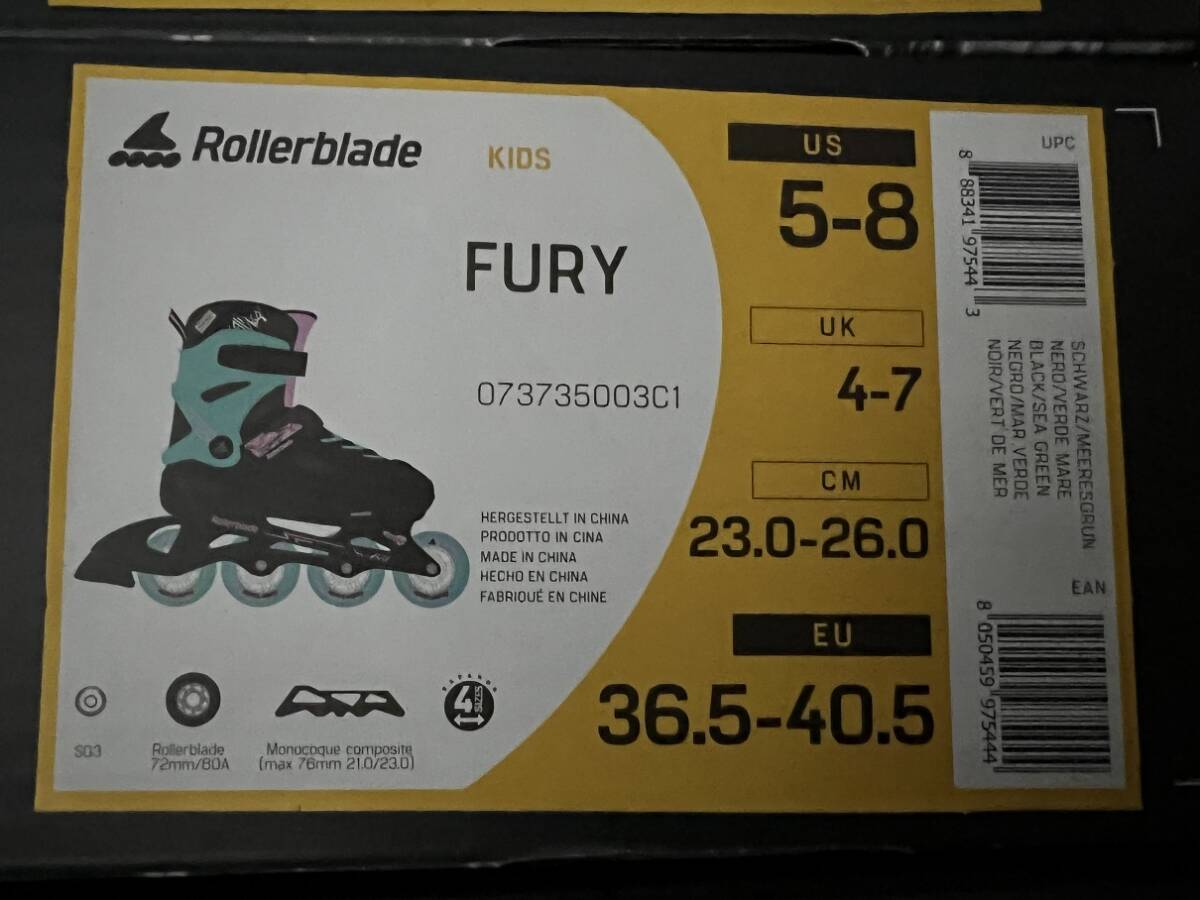 新品！未使用品！NEWモデルジュニアインラインスケート「ROLLERBLADE FURY Black/Sea Green 23.0㎝-26.0㎝」サイズ調整OK！_画像10