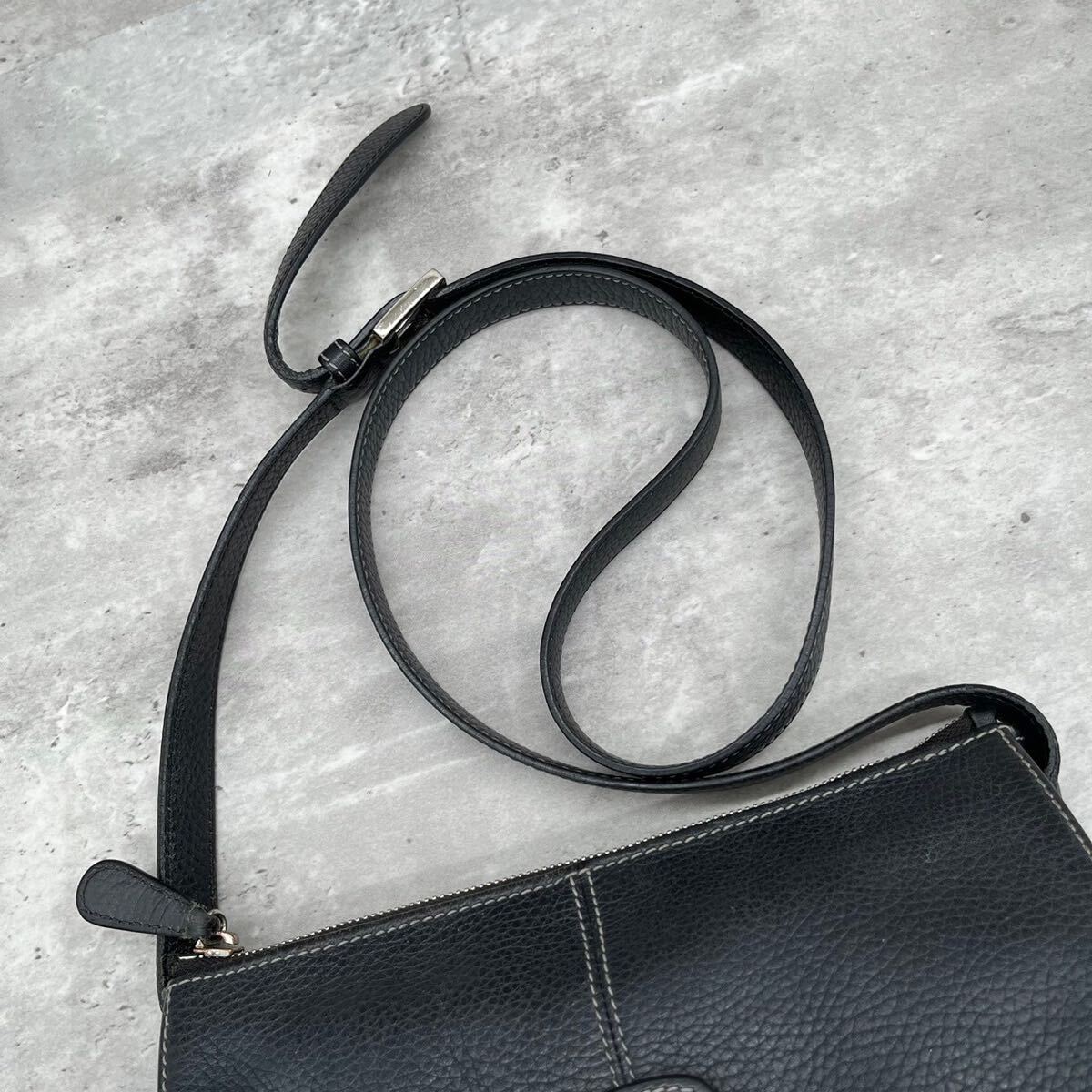 【定価23万/美品】1円 ロエベ LOEWE メンズ ショルダーバッグ サコッシュ ボディ 斜め掛け ビジネス レザー 本革 フラップ ネイビー 紺色の画像7