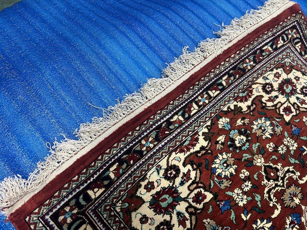 ★☆　Handknotted Persian Carpet ペルシャ絨毯 77×59cm 玄関マットサイズ GHOM used　☆★_画像5