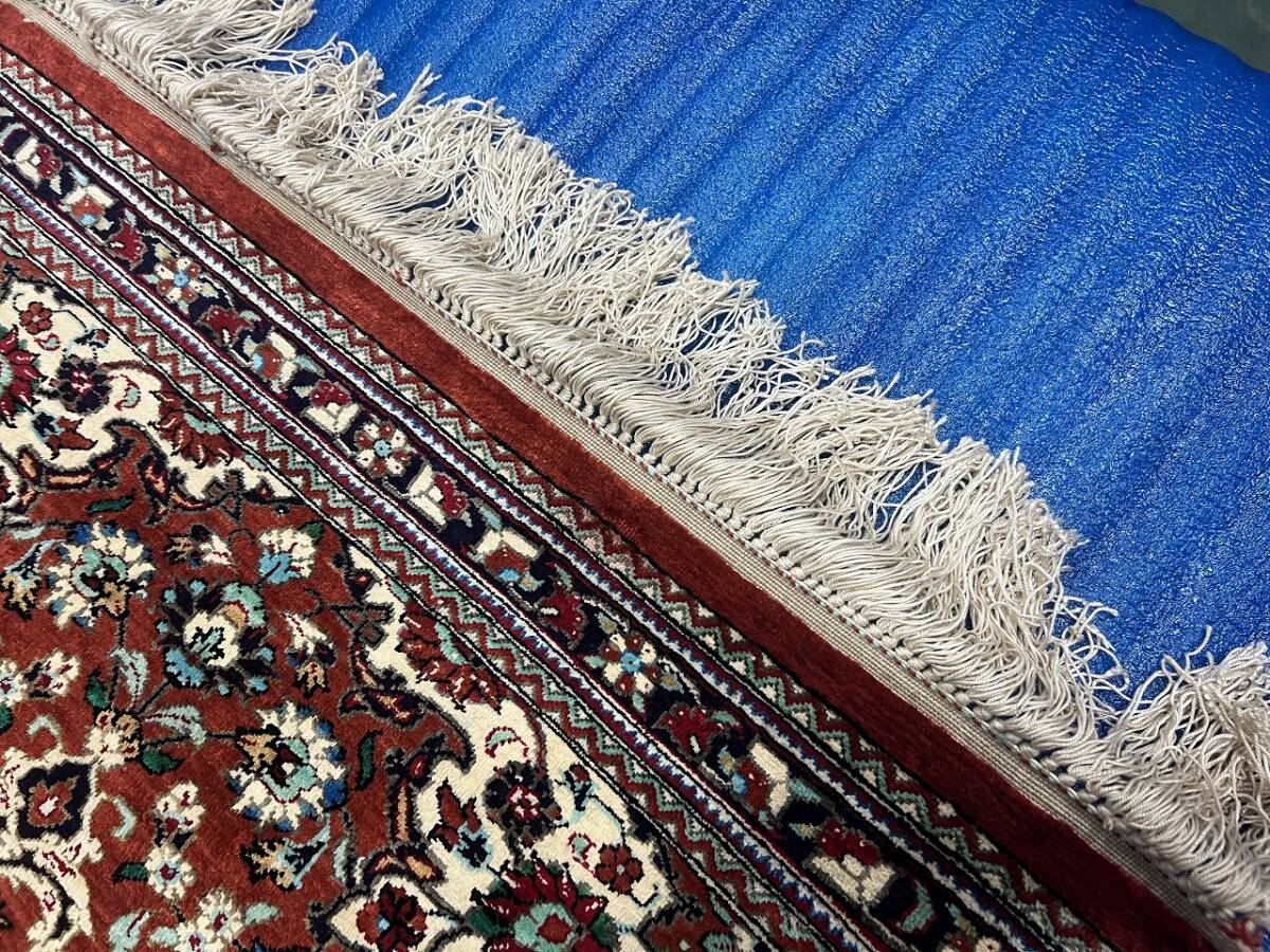 ★☆　Handknotted Persian Carpet ペルシャ絨毯 77×59cm 玄関マットサイズ GHOM used　☆★_画像4