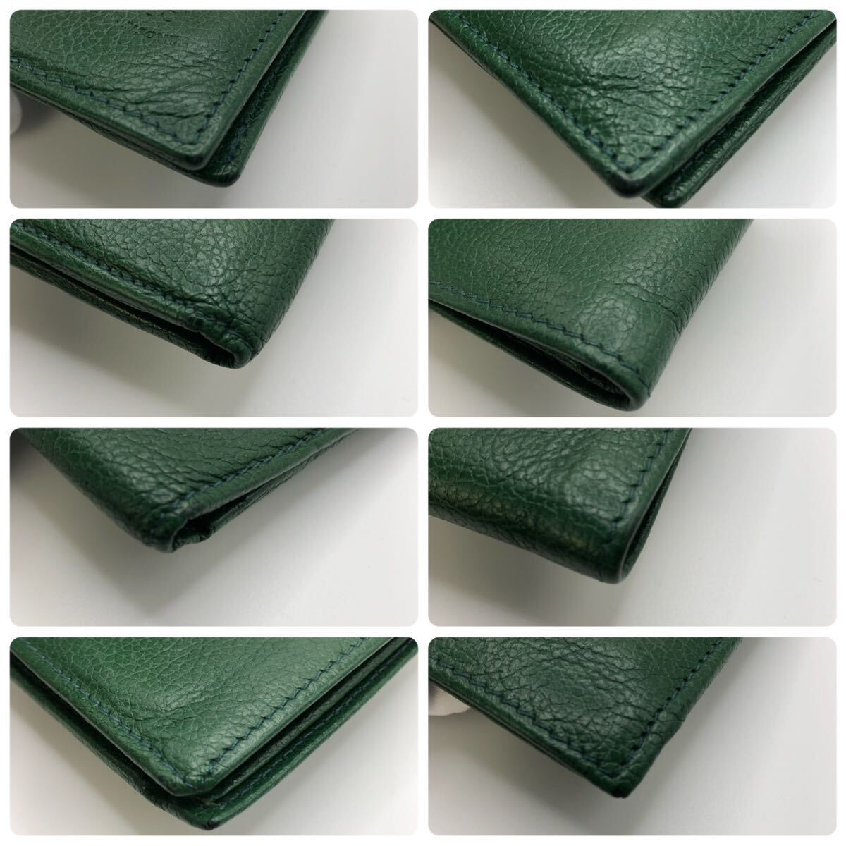 【希少】IL BISONTE イルビゾンテ 二つ折り財布 ロゴ型押し グリーン_画像4
