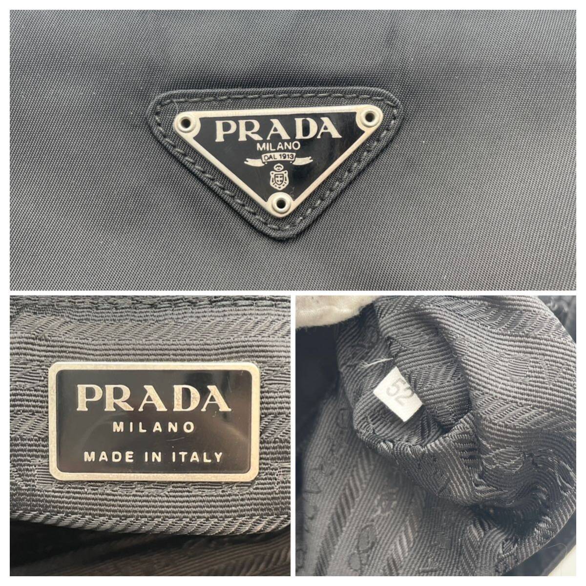 1円 極美品PRADA プラダ トートバッグ ハンドバッグ ショルダーバッグ 手提げ 肩掛け テスートナイロン ポコノ ブラック 三角ロゴ ギャラ付_画像9