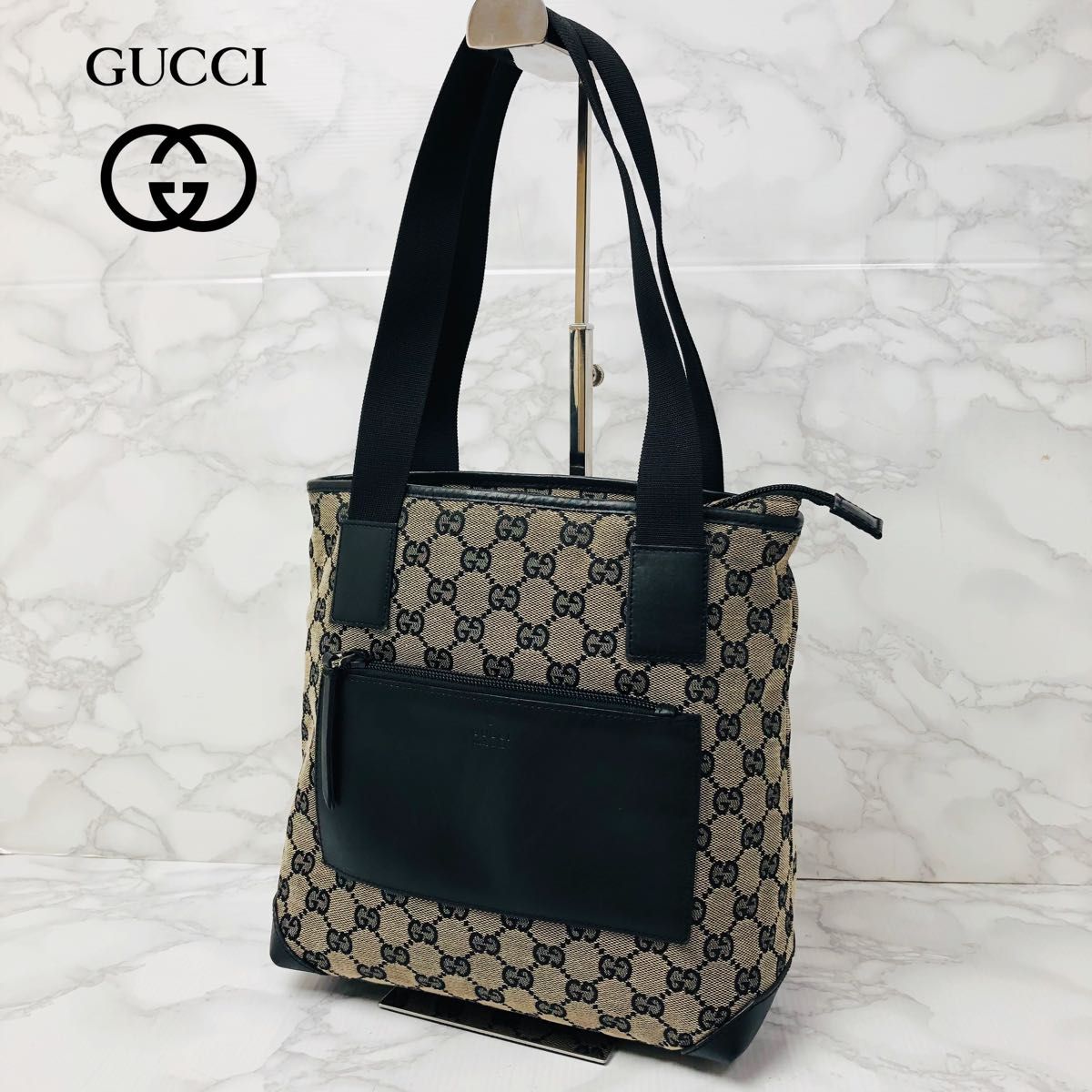 058 極美品 GUCCI グッチ トートバッグ ハンドバッグ 肩掛け GGキャンバス GG柄 キャンバス